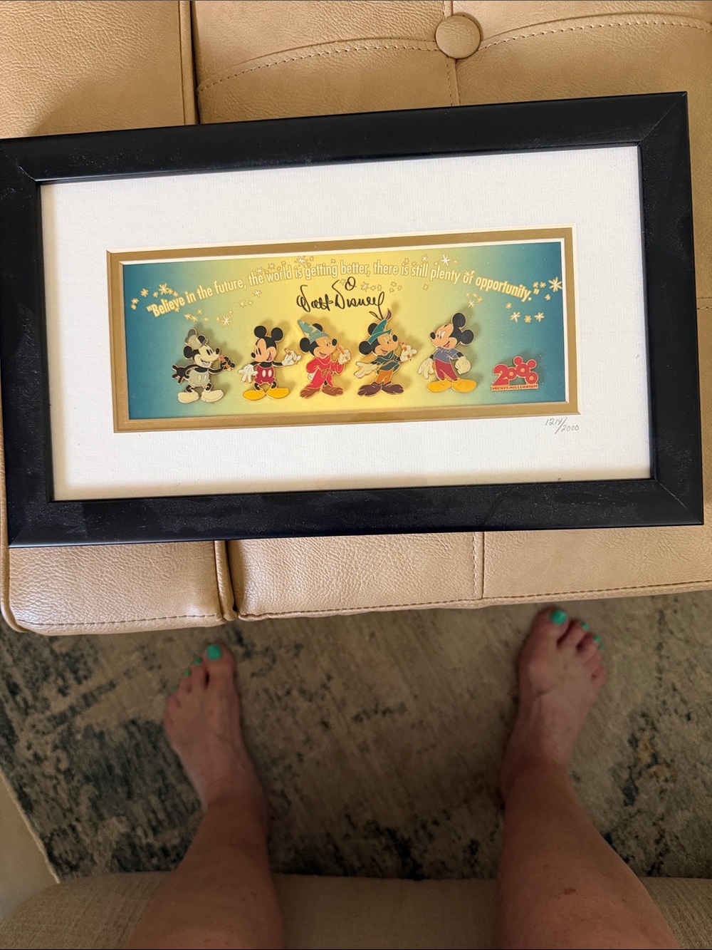 Disney Mickey Mouse Framed Art - Blue, Gold & Black 2000 Mickey Millennium